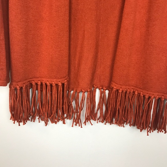 CHICO'S 0 adobe fringed  open cardigan - Picture 3 of 8